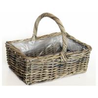Plantenmand met hengsel - bruin - 40 x 28 x 30 cm - rotan - gevlochten riet - hengselmand Plantenmand met hengsel - bruin - 40 x 28 x 30 cm - rotan - gevlochten riet - hengselmand