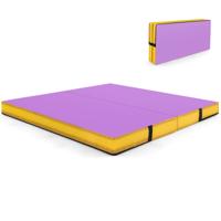 Vouwbare Gymnastiekmat 122 x 122 x 10 cm Dikte Dubbelvouwbare Gymnastiek-tumblingmat met Kunstlederen Hoes Paars