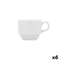 Set van koffiekopjes Bidasoa Glacial Wit Keramisch 180 ml Koffie (6 Stuks)