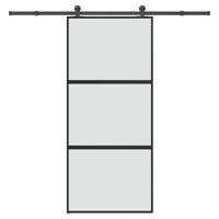 Schuifdeur met beslag 90x205 cm gehard glas en aluminium