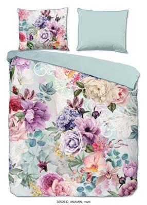 Descanso Dekbedovertrek "bloemen" - Multi - (200x200/220 cm) - Biologisch Katoen satijn