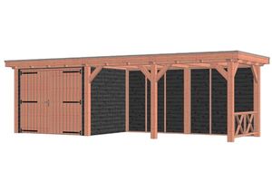 Trendhout Buitenverblijf Siena 825x300 cm - Combinatie 1- Plat dak- Onbehandeld lariks Douglas hout- Trendhout