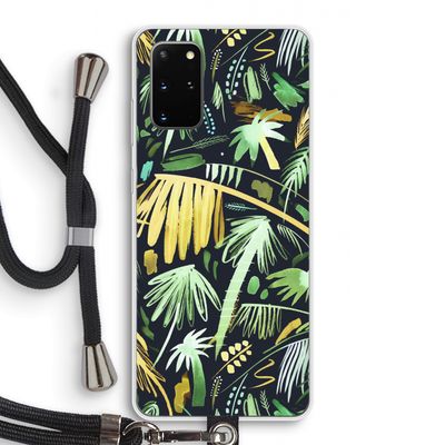 Tropical Palms Dark: Samsung Galaxy S20 Plus Transparant Hoesje met koord