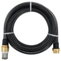 VidaXL Zuigslang met messing koppelingen 1,1&apos;&apos; 4 m pvc zwart