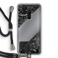 Zwart marmer: Xiaomi Redmi 9 Transparant Hoesje met koord