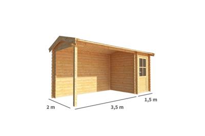 Blokhut met overkapping Fenna 500 cm bij 200 cm diep Zadeldak - Warentuin collection