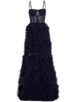 Marchesa Notte robe-bustier à volants - Bleu