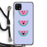 Smiley watermeloen: Samsung Galaxy A22 5G Transparant Hoesje met koord
