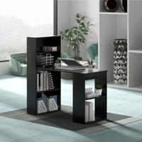 Computerbureau met Boekenplank 120 cm Modern Compact Bureau met 6 Plankenvoor Thuis Kantoor en Slaapzaal Zwart