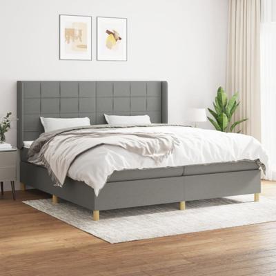 Boxspring met matras stof donkergrijs 200x200 cm