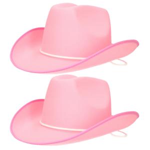 2x stuks roze vilten cowboyhoed voor volwassenen