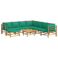 vidaXL 9-delige Loungeset met kussens bamboe groen