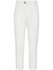 Brunello Cucinelli pantalon fuselé à détails plissés - Blanc