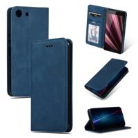 Retro huid voelen Business magnetische horizontale Flip lederen draagtas voor Sony Xperia XZ4 compact (marineblauw)