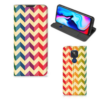 Motorola Moto G9 Play Hoesje met Magneet Zigzag Multi Color