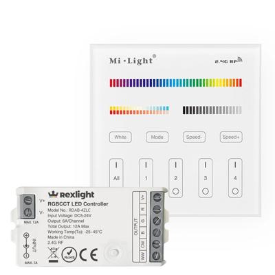 Milight touch wandpaneel 230v & 4-zone controller voor RGBWW led strips - complete set