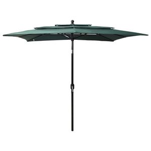 VidaXL Parasol 3-laags met aluminium paal 2,5x2,5 m groen