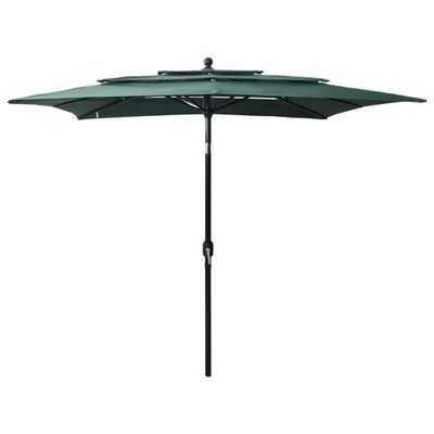 VidaXL Parasol 3-laags met aluminium paal 2,5x2,5 m groen
