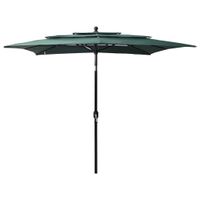 VidaXL Parasol 3-laags met aluminium paal 2,5x2,5 m groen