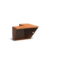 Keerwand cortenstaal binnenhoek 50x50x50cm. brede bovenrand