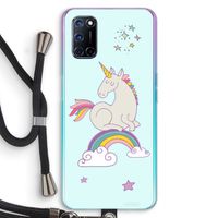 Regenboog eenhoorn: Oppo A92 Transparant Hoesje met koord