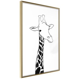 Ingelijste Poster - Giraf Goudkleurige lijst