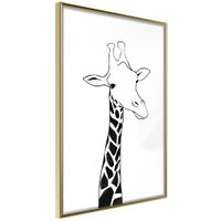 Ingelijste Poster - Giraf Goudkleurige lijst - thumbnail
