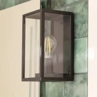 Buitenlamp industrieel zwart glas &apos;Canains&apos; frame E27 IP44