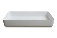 Luca Sanitair Luva rechthoekige opzetwastafel met dunne randen van solid surface 80 x 40 x 13,5 cm, mat wit - thumbnail