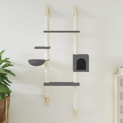 VidaXL Kattenmeubel wandgemonteerd met krabpaal 180 cm donkergrijs