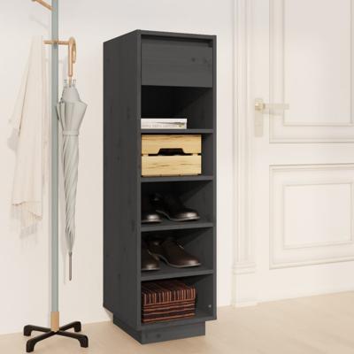 Schoenenkast 30x34x105 cm massief grenenhout grijs