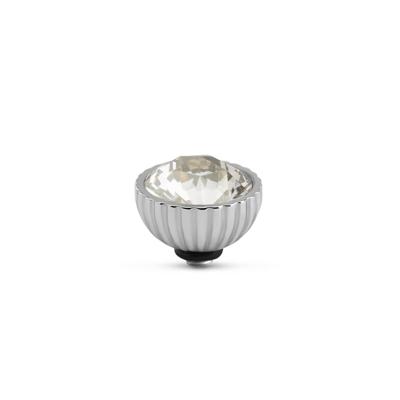 Melano Twisted Ridged Steentje Crystal Silver Shade Zilver