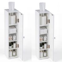 Badkamermeubel met Verstelbare Planken en een Opening voor Toiletpapier 16 x 17 x 69 cm Wit