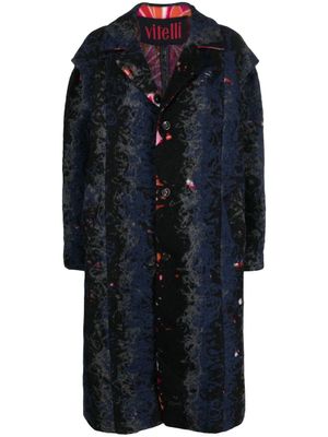 VITELLI manteau en laine recyclée à boutonnière - Noir