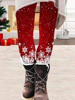 Casual Christmas Snowflake Regular Fit Leggings - thumbnail