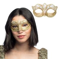 Verkleed gezichtsmasker Venitiaans - 2x - goud met barok - volwassenen - Carnaval/gemaskerd bal