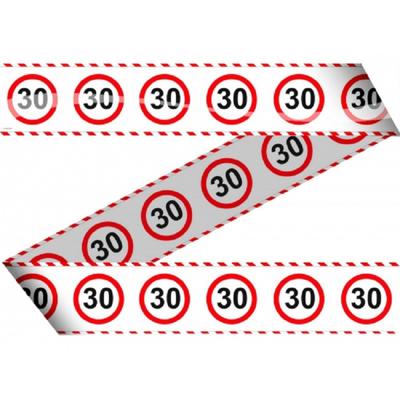 Markeerlint/afzetlint 30 jaar - 2x - verjaardag versiering met stop bord - 15 meter