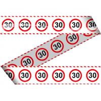 Markeerlint/afzetlint 30 jaar - 2x - verjaardag versiering met stop bord - 15 meter