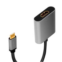 LogiLink CUA0103 tussenstuk voor kabels USB 3.2 Gen1 Type-C HDMI-A Zwart, Grijs - thumbnail