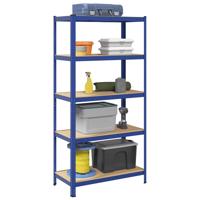VidaXL Opbergrek 5-laags staal & bewerkt hout blauw