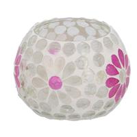 Windlicht Holly M wit/roze bol glas 9x8x8cm Windlicht Holly M wit/roze bol glas 9x8x8cm