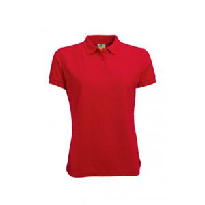 Dames basic poloshirt - rood - korte mouw - getailleerd - katoen