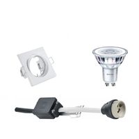 LED Spot Set - GU10 Fitting - Inbouw Vierkant - Mat Wit - Kantelbaar 80mm - Philips - CorePro 830 36D - 4.6W - Warm Wit 3000K - thumbnail