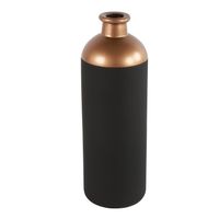 Countryfield Bloemen/deco vaas - zwart/koper - glas - fles - D11 x H33 cm - Vazen