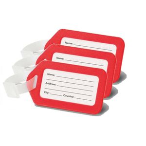 Set van 5x stuks kofferlabels/bagagelabels kunststof rood 5 x 8 cm