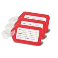 Set van 5x stuks kofferlabels/bagagelabels kunststof rood 5 x 8 cm