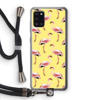 Flamingo's geel: Samsung Galaxy A31 Transparant Hoesje met koord