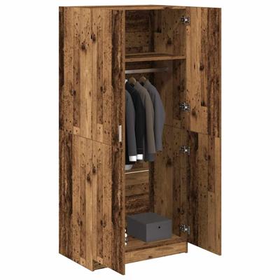 Kledingkast 80x52x180 cm bewerkt hout oud houtkleurig