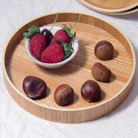 Creatieve ronde massief houten theeblad Hotel houten Tay opbergbak, diameter: 30cm