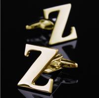 1 paar gouden letters A-Z naam Manchetknopen mannen Frans overhemd Manchetknopen (Z)